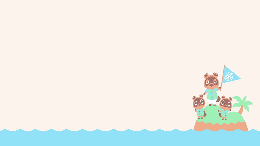 Animal Crossing New Horizons Bear Family on Tropical Island with Flag HD wallpaper