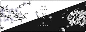Japanese Cherry Blossom Life and Death Contrast Desk Mat Design HD wallpaper