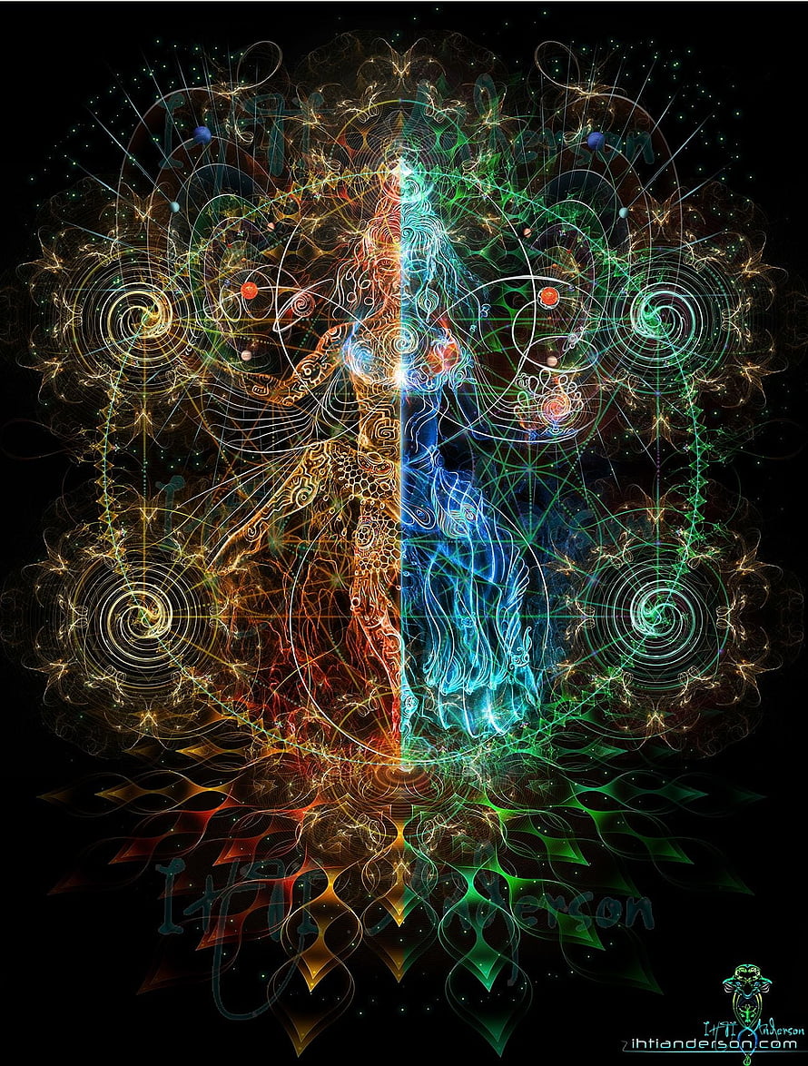 Nataraja Shiva Psychedelic Visionary Art with Cosmic Fractals and Neon Energy HD phone wallpaper