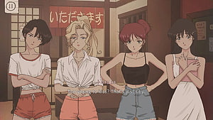 Four Anime Girls in a Japanese Restaurant with 90s Retro Aesthetic HD wallpaper