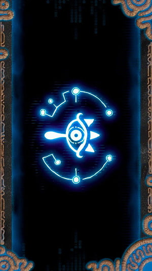 Glowing Sheikah Slate Eye Symbol with Constellation Pattern on Dark Background HD phone wallpaper