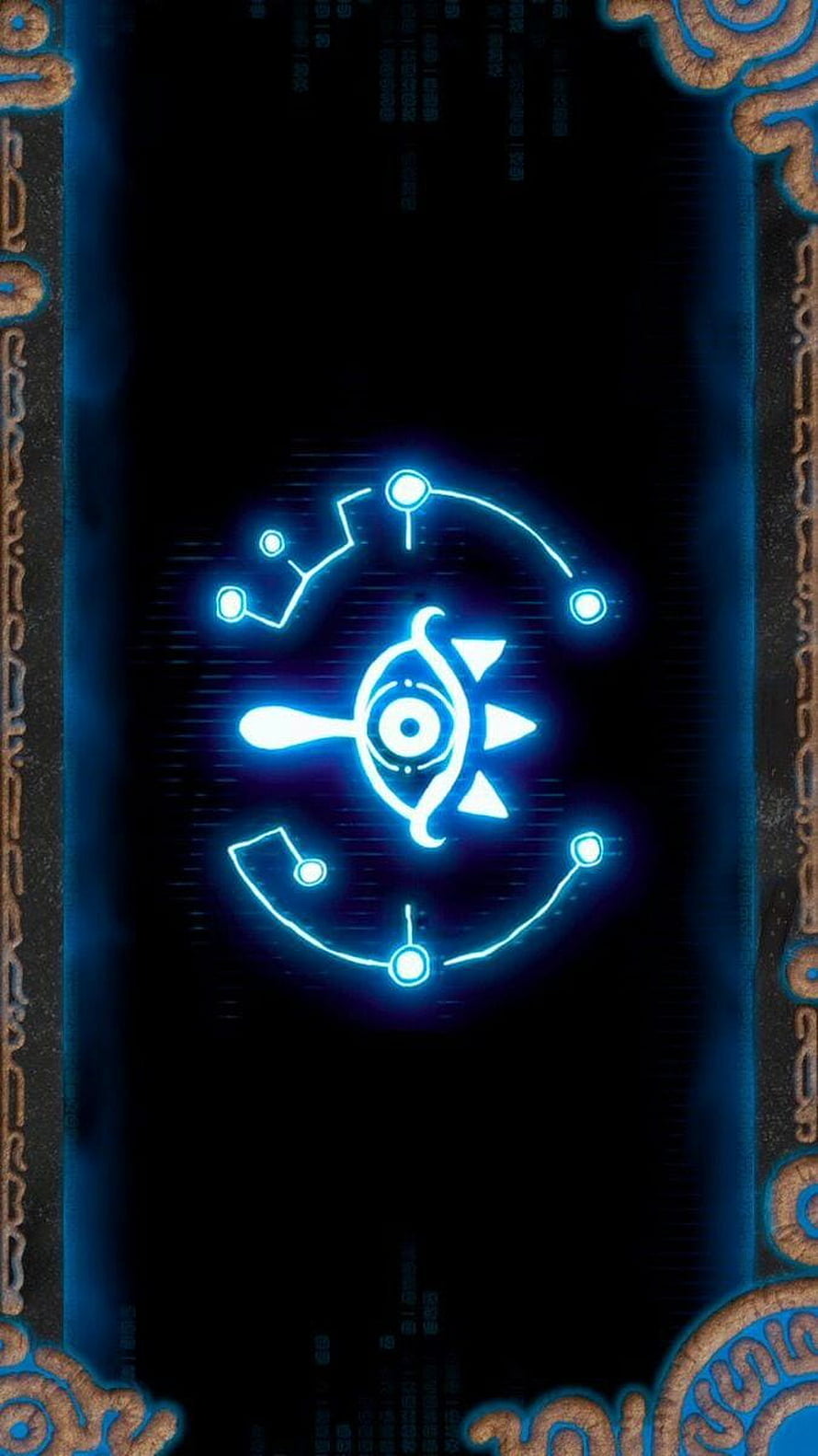 Glowing Sheikah Slate Eye Symbol with Constellation Pattern on Dark Background HD phone wallpaper