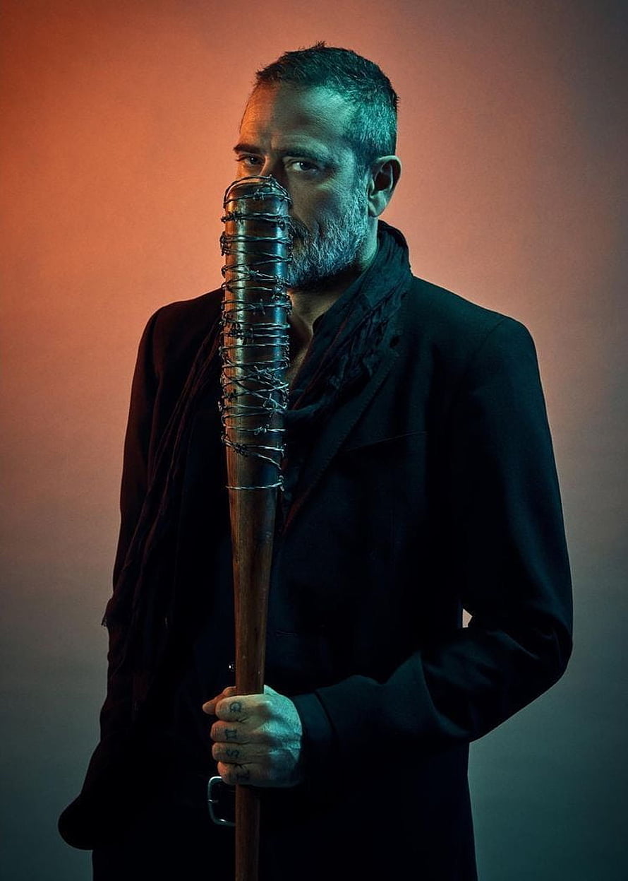 Negan from The Walking Dead Holding His Barbed Wire Bat in Dramatic Lighting HD phone wallpaper