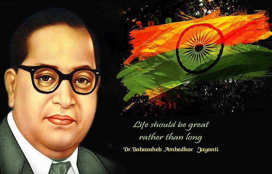 Dr. Babasaheb Ambedkar Jayanti Portrait With Indian Flag And Inspirational Quote HD wallpaper