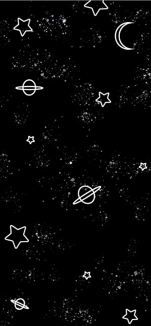 Minimalist Black and White Space Wallpaper with Stars, Planets, and Moon HD phone wallpaper