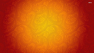 Vibrant Orange Paisley Pattern with Intricate Floral Motifs and Warm Gradient Background HD wallpaper
