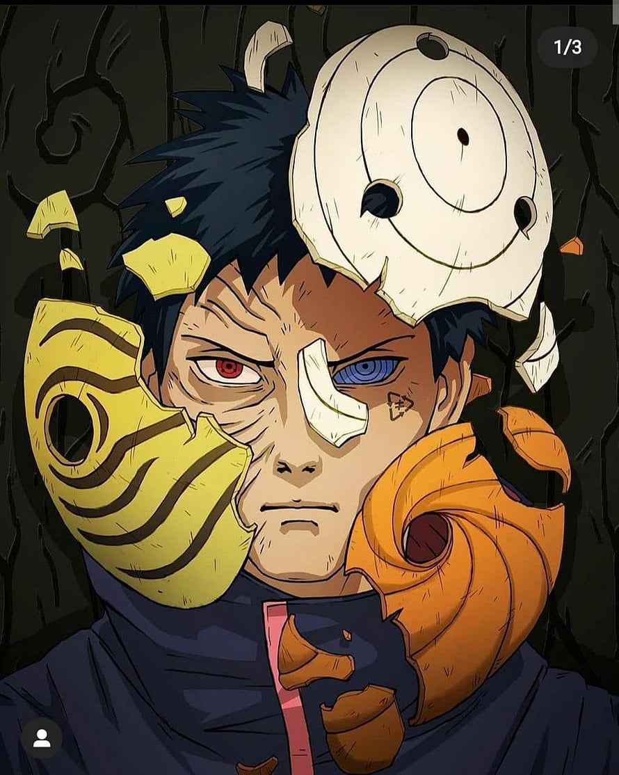 Obito Uchiha Naruto Shippuden Anime Character Portrait With Shattered Masks HD phone wallpaper