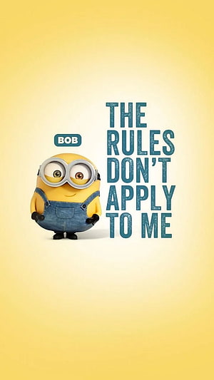 Bob the Minion Character with Quirky Quote on Yellow Background HD phone wallpaper