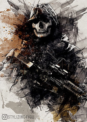 Call of Duty Warzone Ghost Skull Soldier Digital Art HD phone wallpaper