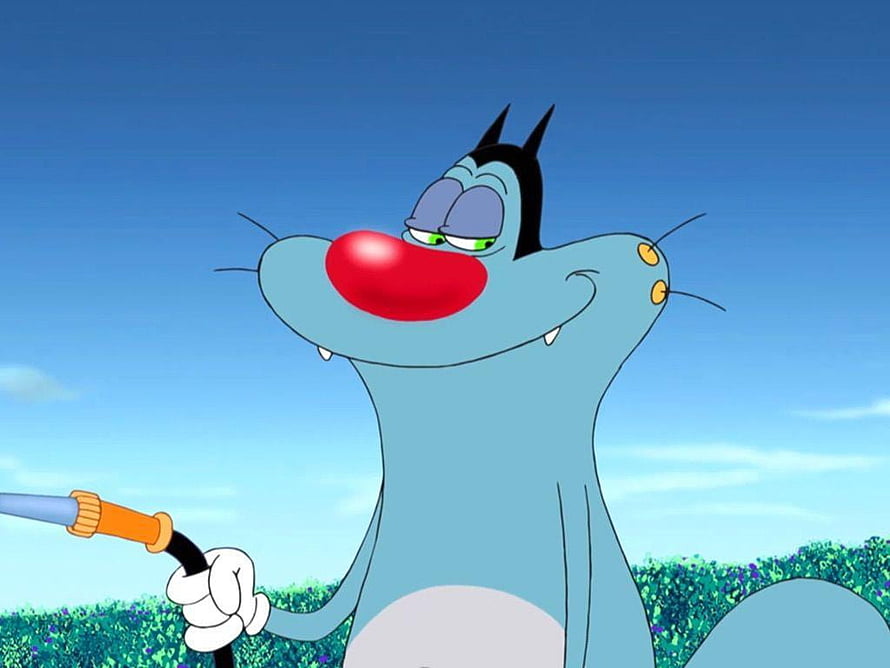 Oggy From Oggy And The Cockroaches Holding A Fishing Rod Against A Blue Sky HD wallpaper