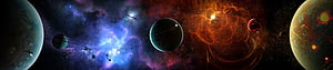 Vast Cosmic Panorama Featuring Diverse Planets, Nebulae, and a Glowing Star in Deep Space HD wallpaper