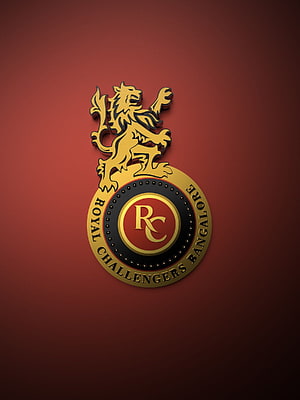 Royal Challengers Bangalore Golden Lion Emblem on Red Background HD phone wallpaper