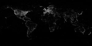 Black and White World Map Night Lights Satellite View Wallpaper HD wallpaper