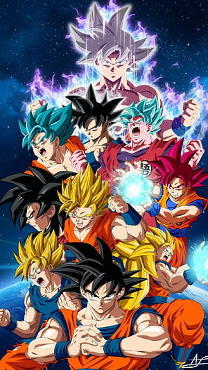 Dragon Ball Super Goku All Transformations Wallpaper HD phone wallpaper