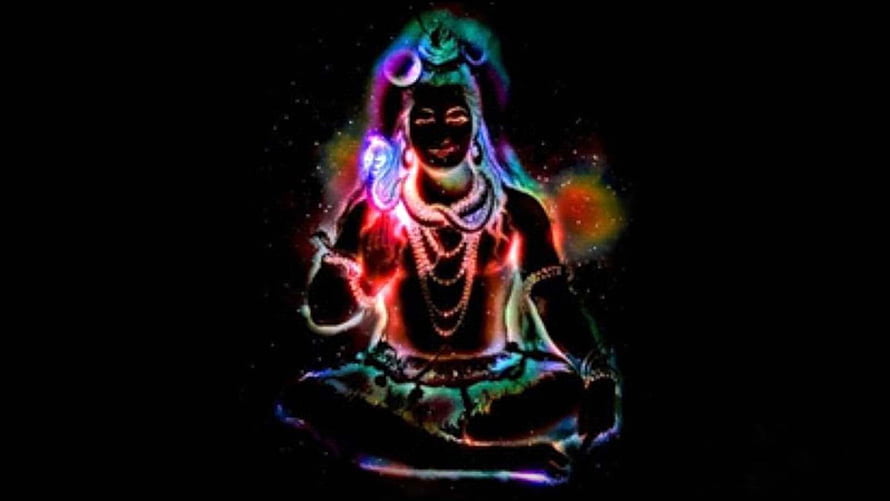 Neon Glowing Shiva Meditation Wallpaper HD wallpaper