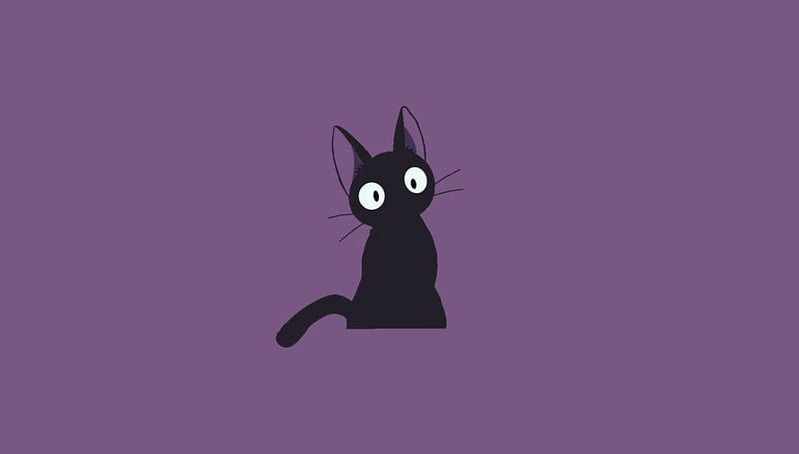 Studio Ghibli Jiji Black Cat Character on Purple Background HD wallpaper