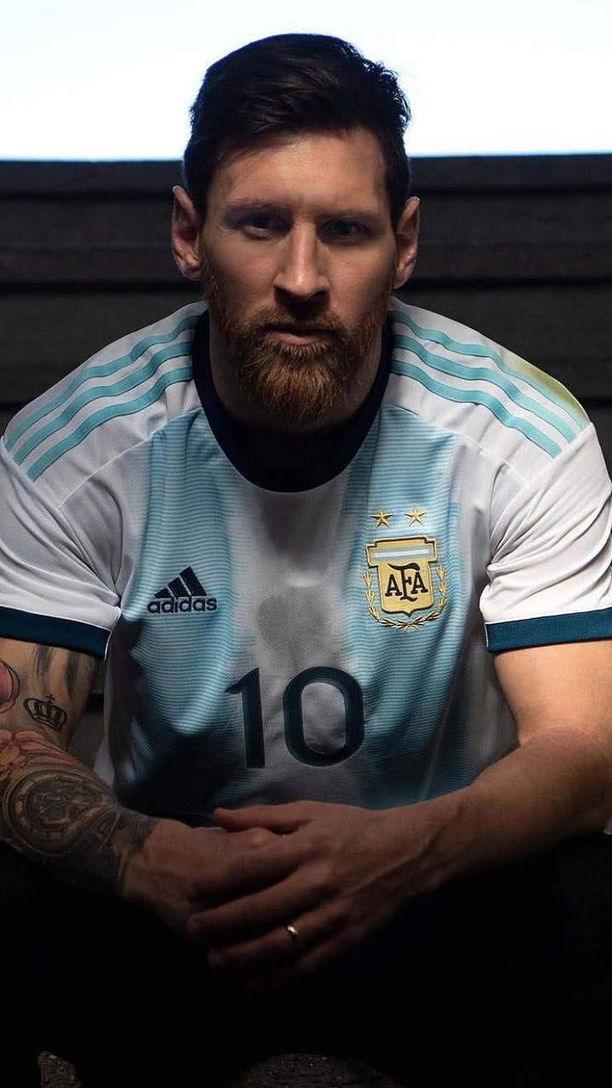 Lionel Messi Argentina National Team Portrait in Adidas Kit HD phone wallpaper