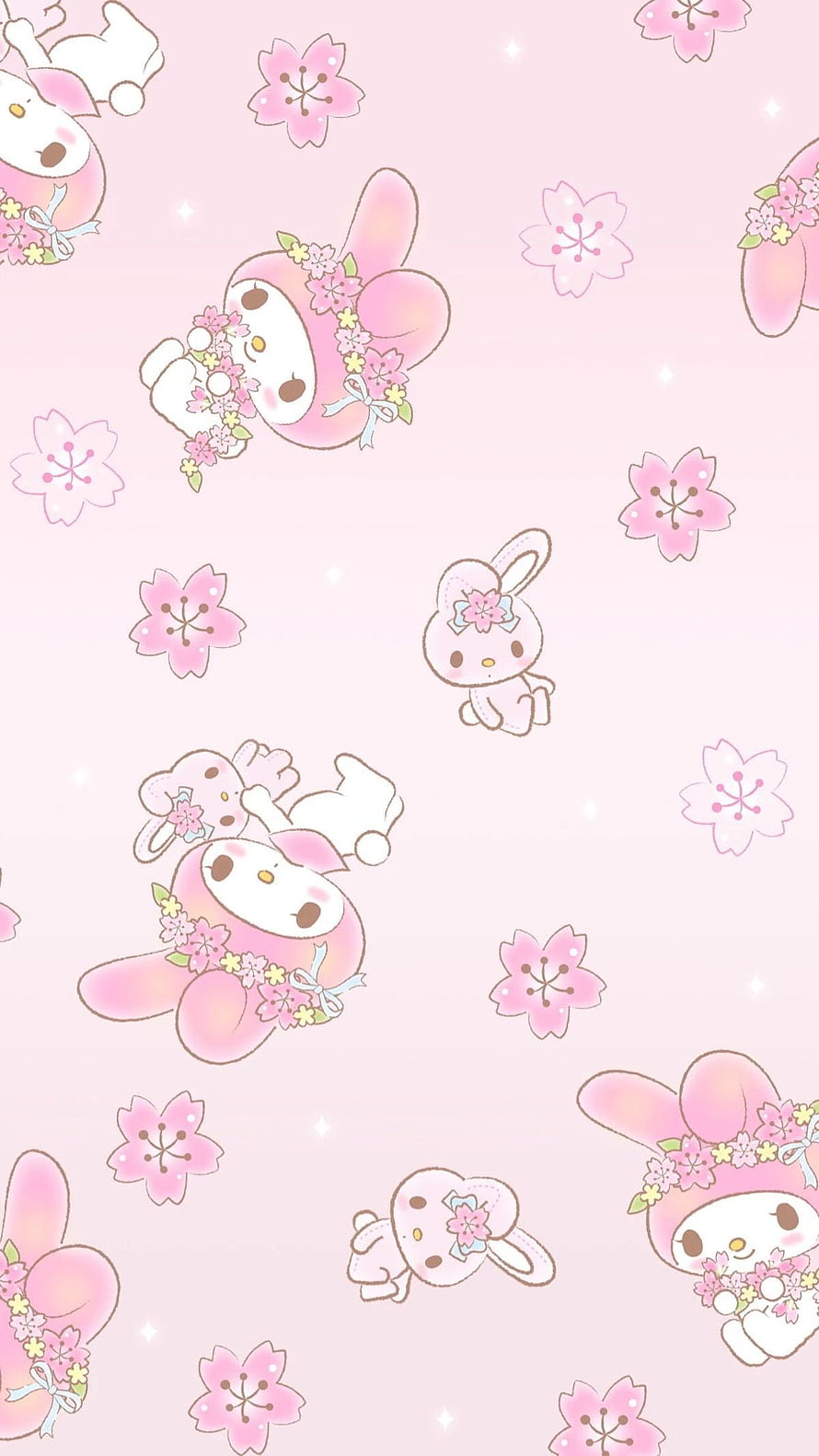 Cute My Melody and Kiki Bunny Cherry Blossom Pattern Wallpaper HD phone wallpaper