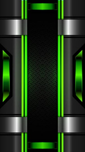 Futuristic Black and Silver Tech Panel with Neon Green Accents and Geometric Patterns HD phone wallpaper