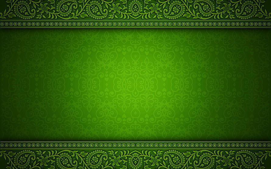 Vintage Green Floral Damask Pattern with Ornate Paisley Border Design HD wallpaper