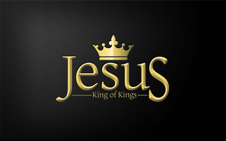 Jesus King of Kings Golden Crown Typography on Black Background HD wallpaper