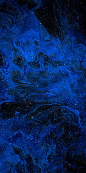 Deep Blue Liquid Marble Texture with Starry Night Sky and Cosmic Swirls HD phone wallpaper
