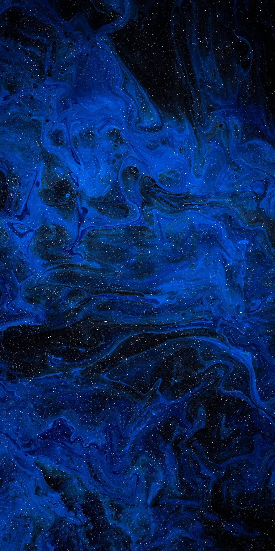 Deep Blue Liquid Marble Texture with Starry Night Sky and Cosmic Swirls HD phone wallpaper