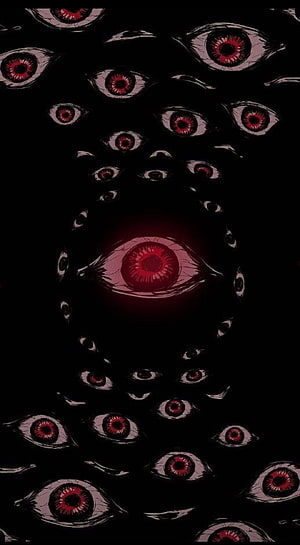 Creepy Red Eyes Pattern On Black Background Horror Illustration HD phone wallpaper