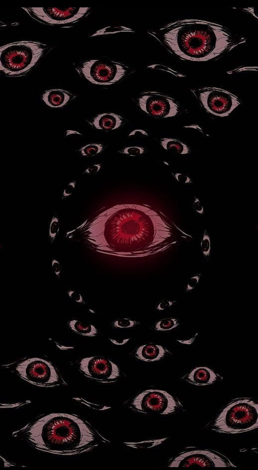 Creepy Red Eyes Pattern On Black Background Horror Illustration HD phone wallpaper