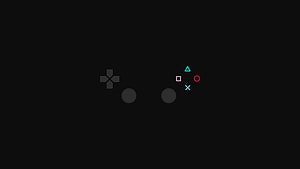 Minimalist PlayStation Controller Icon on Black Background HD wallpaper