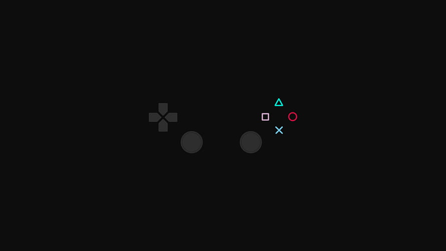 Minimalist PlayStation Controller Icon on Black Background HD wallpaper