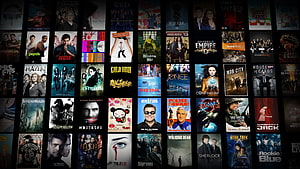 Grid of Popular TV Series Posters Including Breaking Bad, Game of Thrones, and Sherlock HD wallpaper
