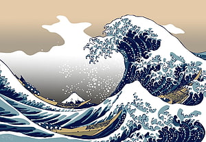 The Great Wave off Kanagawa by Katsushika Hokusai, Japanese Ukiyo-e Woodblock Print Art HD wallpaper