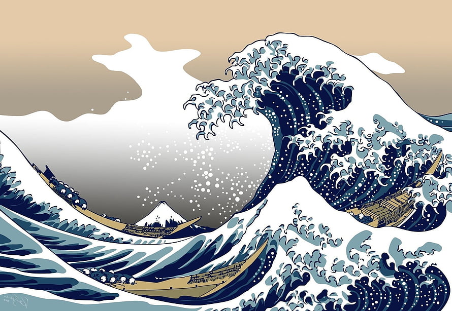 The Great Wave off Kanagawa by Katsushika Hokusai, Japanese Ukiyo-e Woodblock Print Art HD wallpaper