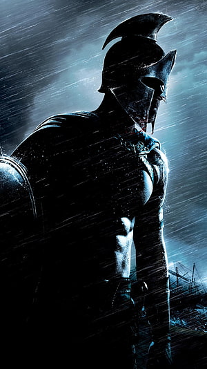 Spartan Warrior in Rain from 300: Rise of an Empire Movie Poster HD phone wallpaper