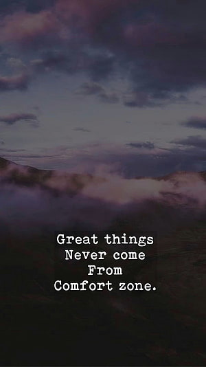 Motivational Quote About Comfort Zone Over Misty Mountain Landscape HD phone wallpaper