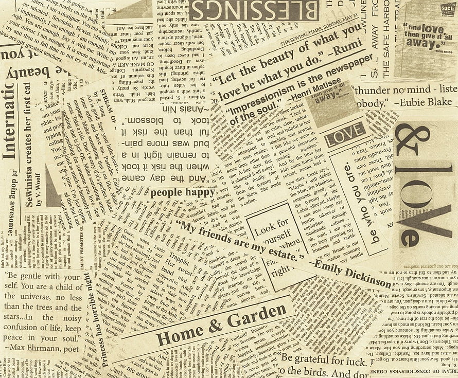 Vintage Newspaper Print Background with Inspirational Quotes and Typography HD wallpaper