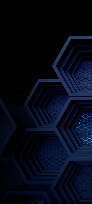 Dark Blue Hexagonal Honeycomb Pattern Abstract Geometric Background HD phone wallpaper