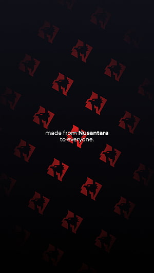 Nusantara Mobile Game Logo Wallpaper with Red Silhouette Pattern HD phone wallpaper