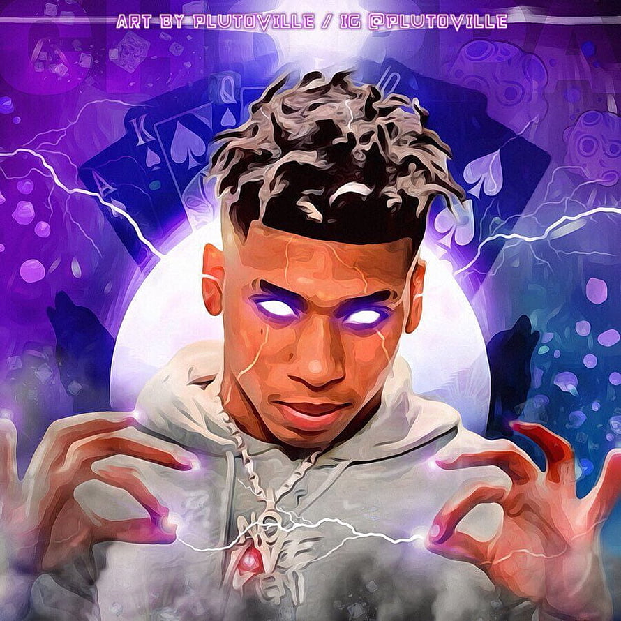 Nle Choppa Digital Art Portrait with Glowing Eyes and Electric Energy HD phone wallpaper