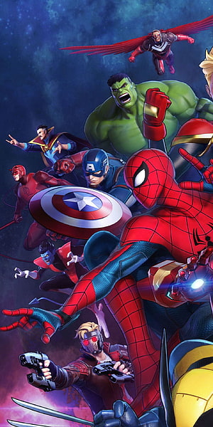 Marvel Avengers Team-Up Artwork Featuring Spider-Man, Hulk, Captain America, Iron Man, and Ant-Man in Dynamic Action Pose, Marvel - , Marvel Background on Bat, Avengers HD phone wallpaper