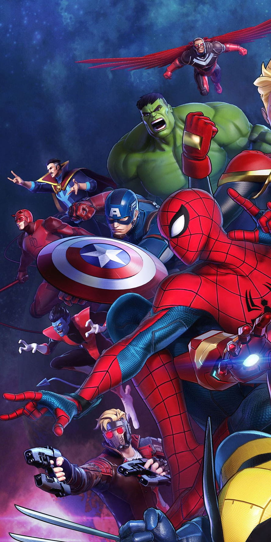 Marvel Avengers Team-Up Artwork Featuring Spider-Man, Hulk, Captain America, Iron Man, and Ant-Man in Dynamic Action Pose, Marvel - , Marvel Background on Bat, Avengers HD phone wallpaper