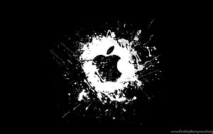 Apple Logo in White Paint Splatter on Black Background HD wallpaper
