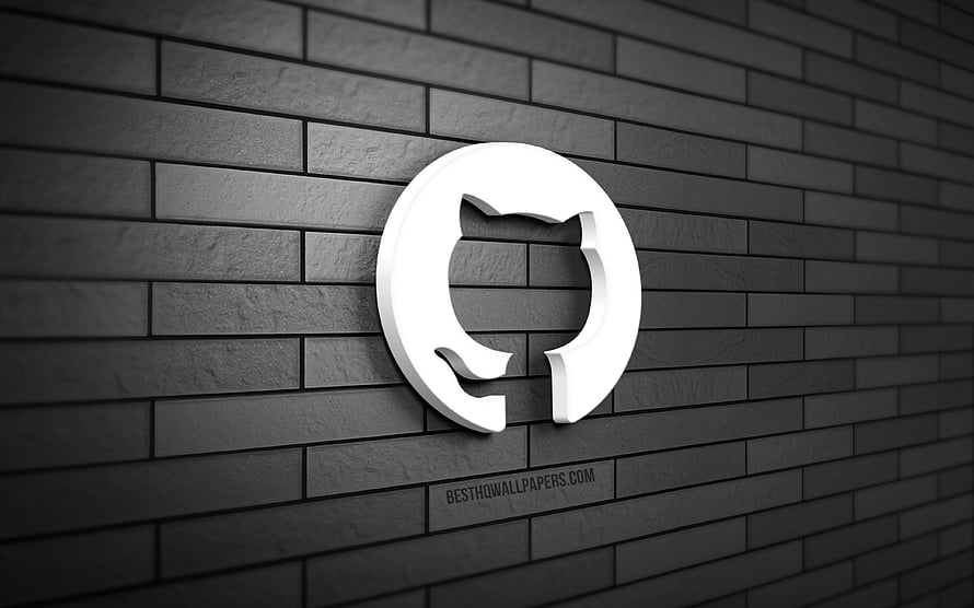 GitHub 3D Logo Mounted on Dark Gray Brick Wall HD wallpaper