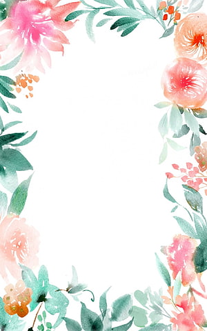 Soft Watercolor Floral Border with Pink and Coral Blooms on White Background HD phone wallpaper