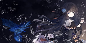 Arcaea Tairitsu Anime Character with Blue Bird and Shattered Glass HD wallpaper