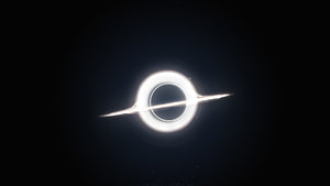 Gargantua Black Hole from Interstellar with Glowing Accretion Disk in Deep Space HD wallpaper