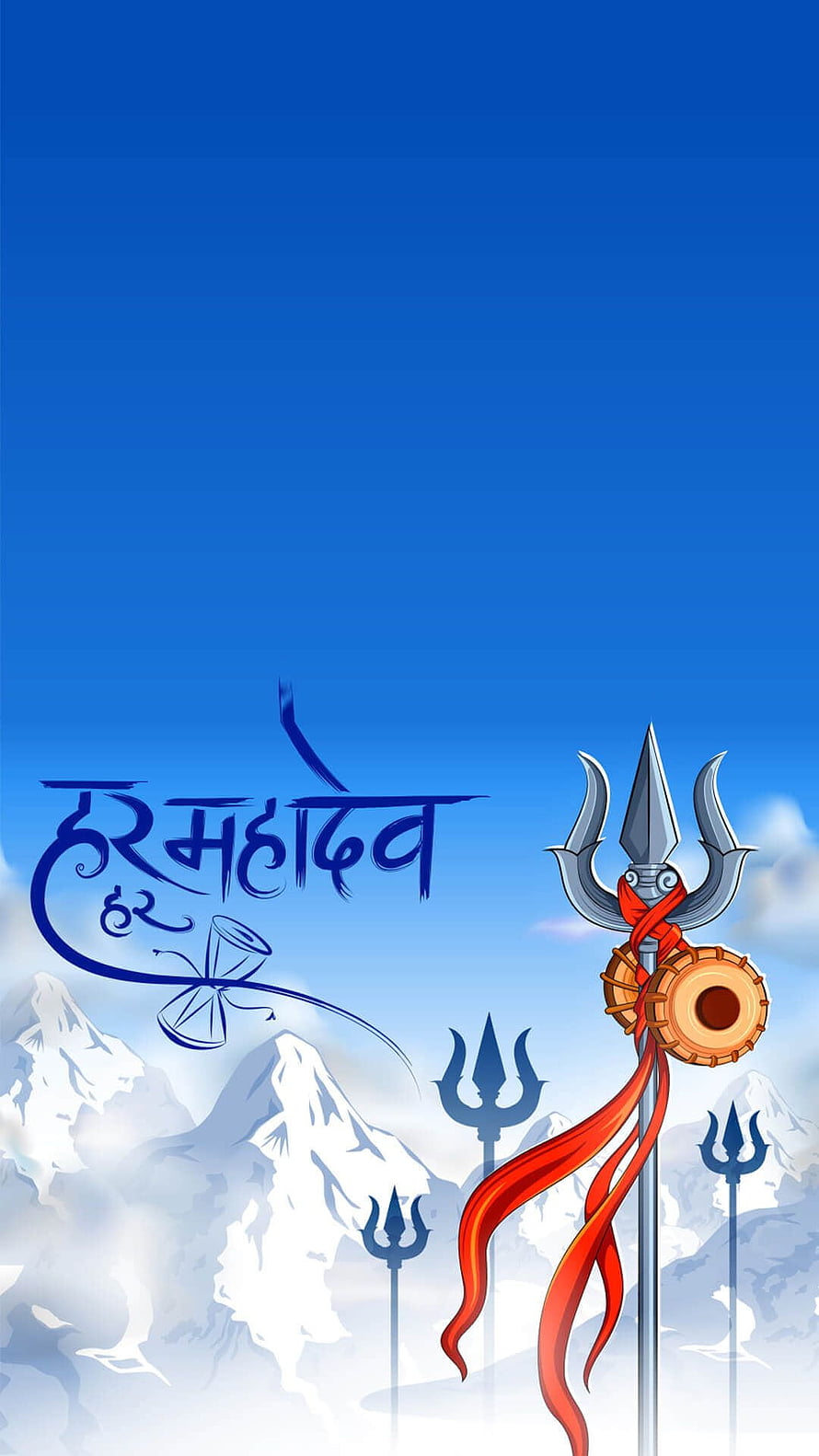 Lord Shiva Trishul and Damru Wallpaper with Himalayan Mountains Background HD phone wallpaper