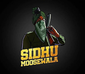 Sidhu Moosewala Illustrated Portrait With Turban And Bandana Holding Rifle HD wallpaper