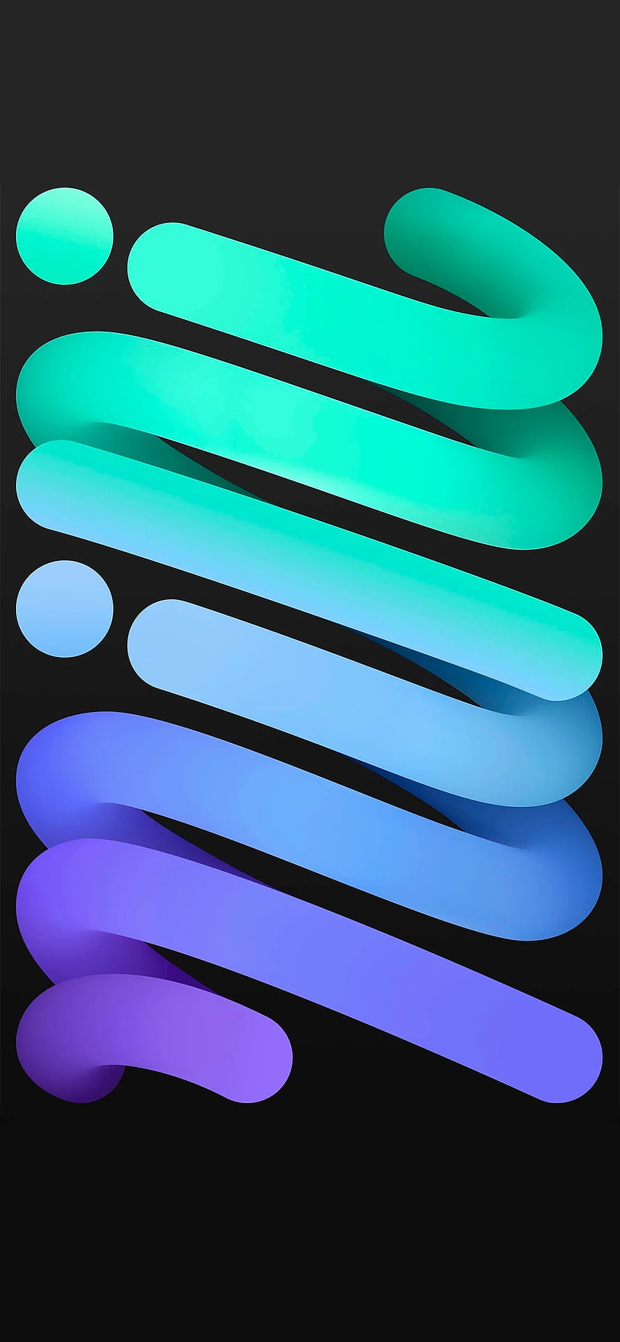 Abstract 3D Gradient Ribbon Wallpaper with Teal Blue and Purple Curves on Black Background HD phone wallpaper